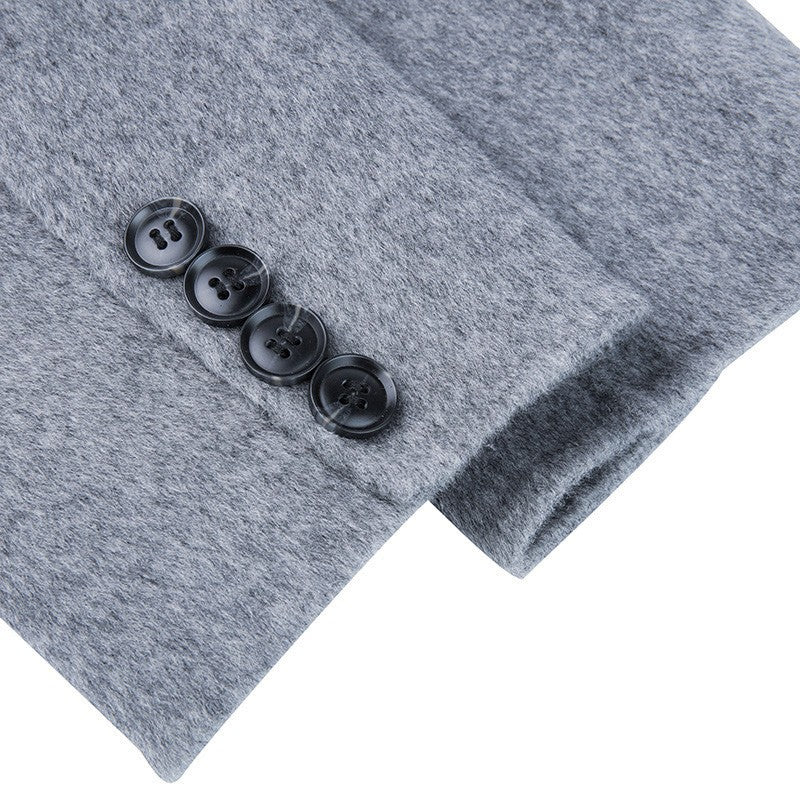 100% Wool Hand-Sewn Men's Coat Long Overcoats Boy Buttons Cardigan Long-style Woolen Coats Overcoat 2024 New