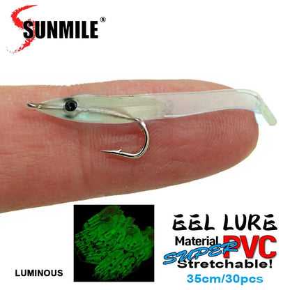 SUNMILE 30 unidades de isca de pesca macia de enguia 35 mm Equipamento de pesca Wobblers Iscas de peixe Carpa Leurre Souple Iscas macias