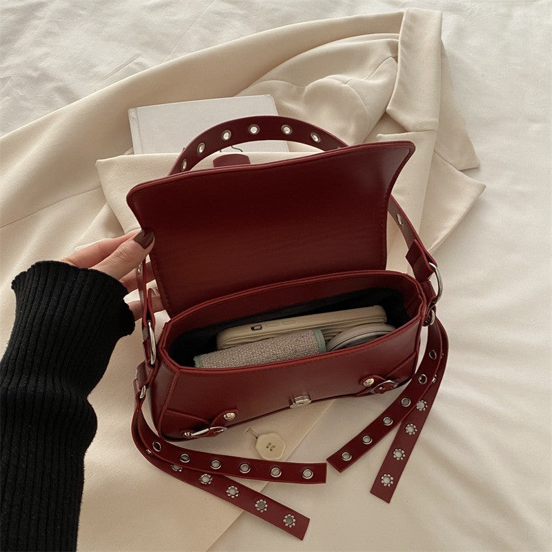 Shoulder Bag for Women Punk Style Purse PU Leather Rock Fashion Handbags with Rivet Small Trendy Armpit Purse