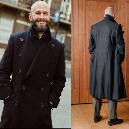 Woolen Blend Coat Men Over Jacket Overcoat Fashion Double Breasted Long Plus Size Warm Formal Business Tailored Costume Wear