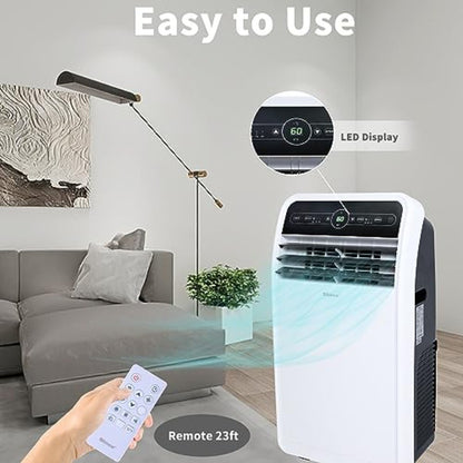 Ar Condicionado Portátil de 12000 BTUs com Modos de Refrigeração, Desumidificador e Ventilador para Ambientes de até 37m² Controle Remoto Temporizador de 24 Horas Inst
