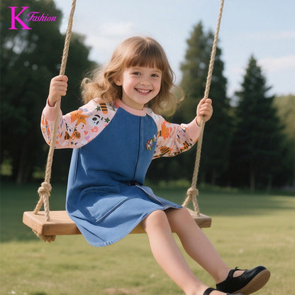 Girls Dress For Kids 4-8 Y New Children's Princess Dress Denim Children's Fashion Clothing