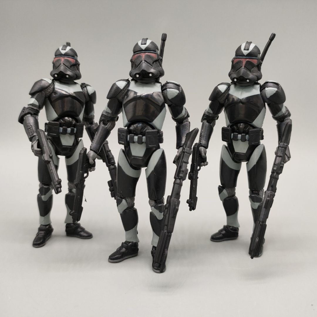Lote de 3 Bonecos Soltos Star Wars Elite Force 501st 442nd Shadow Utapau Gree Shock Battalion Trooper 3.75" Coleção