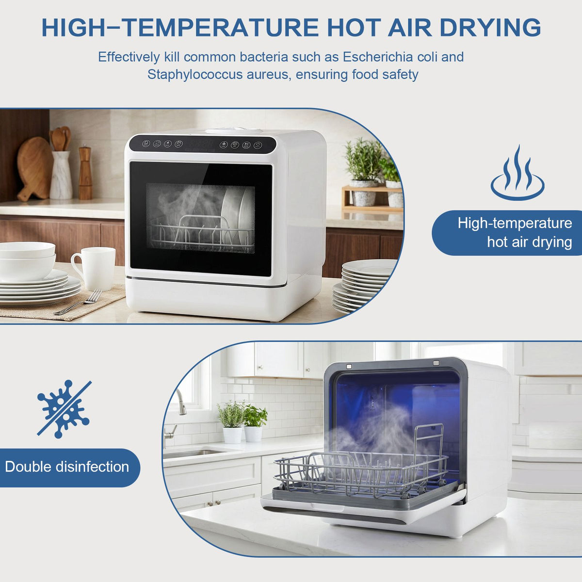 Mini Dishwasher with 6L Built-in Water Tank Automatic Dishwasher No Hookup Needed High-Temp& Air-Dry Function for Apartments