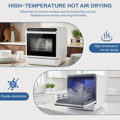 Mini Dishwasher with 6L Built-in Water Tank Automatic Dishwasher No Hookup Needed High-Temp& Air-Dry Function for Apartments