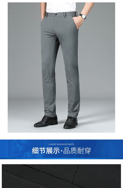 29-40 Men's Summer Pants Thin Straight Stretch Casual Pants with No Trace  khaki man trousers for work Fabric Silky Cool Feeling