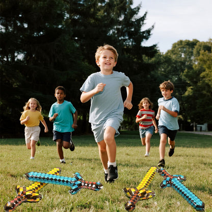 12-72Pcs Inflatable Weapons for Kids Pixel Diamond Swords Inflatable Sword for Theme Party Birthday Halloween Party Cosplay