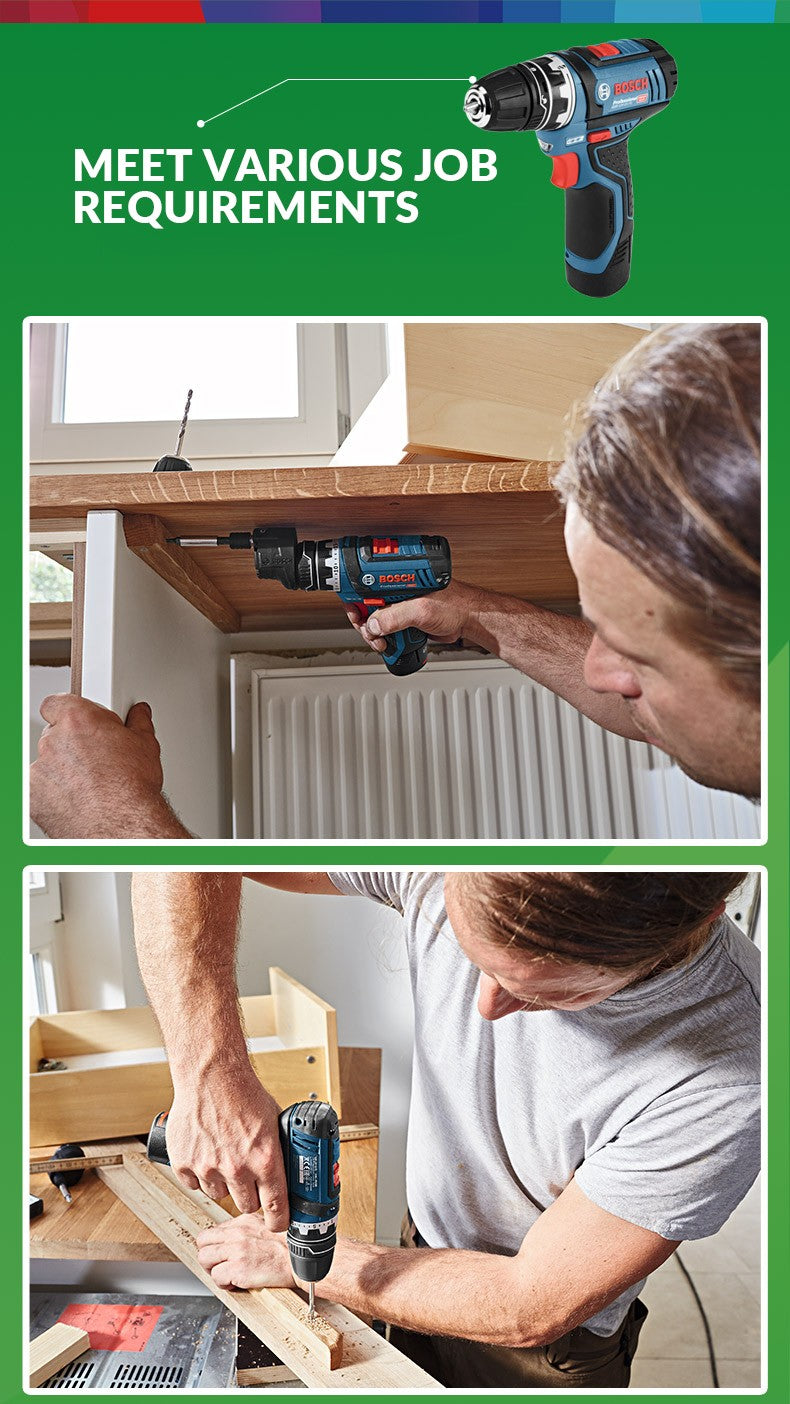 Bosch Professional 12V GSR 12V-15 FC Furadeira Sem Fio Parafusadeira Elétrica Sem Fio com 4 Adaptadores FlexiClick Ferramenta Elétrica