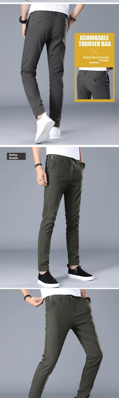 Khaki Casual Cotton Chino Pants Men Straight Leg Trousers Youth Active Sle mid Waist Long Summer Faion Thin Material