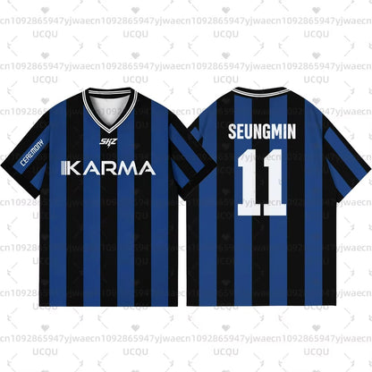 Kpop Stay Karma Album Fans TShirts Felix Bangchan Hyunjin Streetwear Loose Sport Oversize  Short Sleeve T-Shirt For Women Men