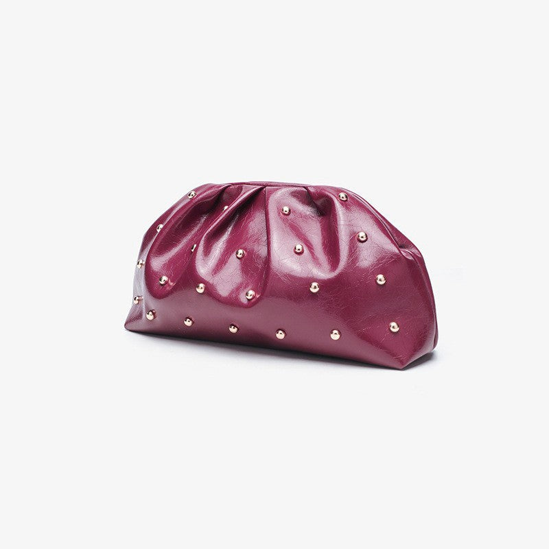 2025 Large Capacity Folded Cloud Clutches Women's Handbag Fashion Simple Multifunctional Clasp Bag Mushroom Nail Dinner Bag