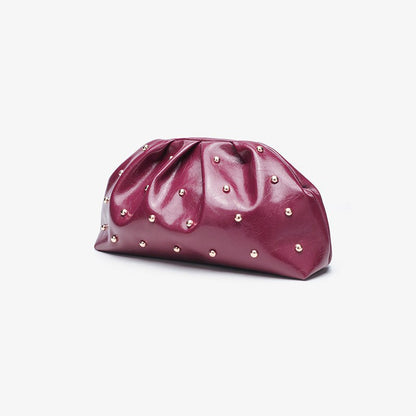 2025 Large Capacity Folded Cloud Clutches Women's Handbag Fashion Simple Multifunctional Clasp Bag Mushroom Nail Dinner Bag