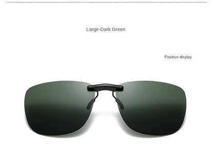 Square Clip on Sunglasses Women Polarized Black Lens UV400 Night Vision Driving Men Goggles Clips Anti Glare Vintage Glasses