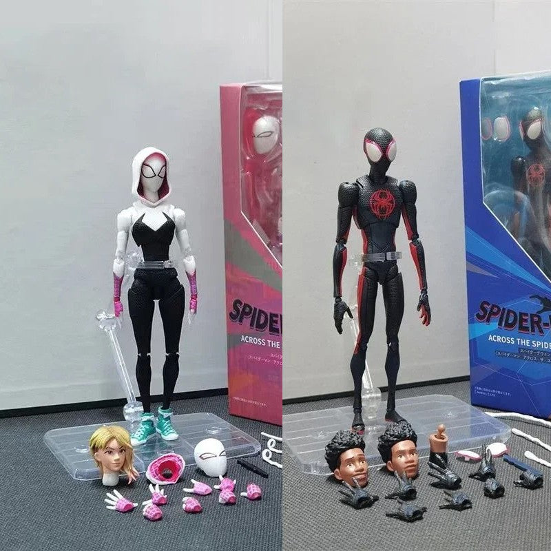 Anime Homem-Aranha Shf Figuarts Miles Morales Gwen Bonecos de Ação Gwen Aranha Mulher Estatueta Homem-Aranha Figura PVC Modelo Boneca Brinquedos