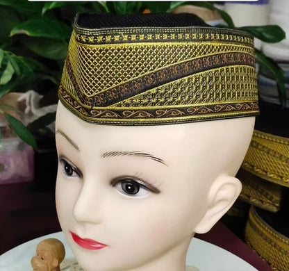 New Arrival Muslim Boat Hats for Women Men Gold Caps Embroidery Arabic Eid Prayer Evening Party Elegant Hijab Headwraps Hat