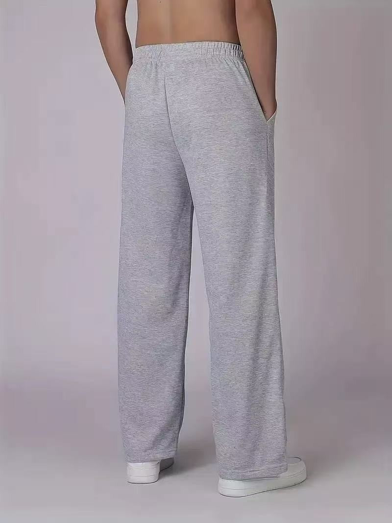 Men's Cotton Blend Elastic Waist Sports Casual Trousers Stretchy Sweatpants Solid Color Jogger for Daily Wear Running Streetwear