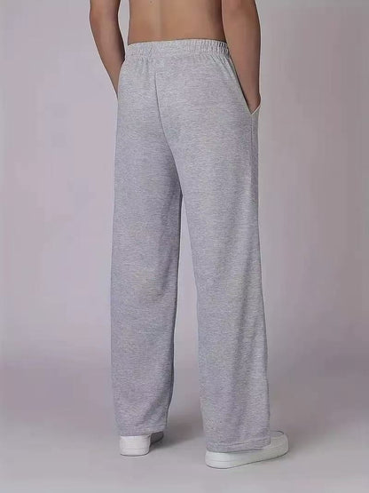 Men's Cotton Blend Elastic Waist Sports Casual Trousers Stretchy Sweatpants Solid Color Jogger for Daily Wear Running Streetwear