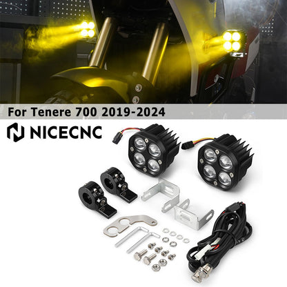 NICECNC para Yamaha Tenere 700 2019-2024 2020 2021 2022 2023 Luz Auxiliar de LED para Motocicleta Kit de Luzes Adicionais Dianteiras