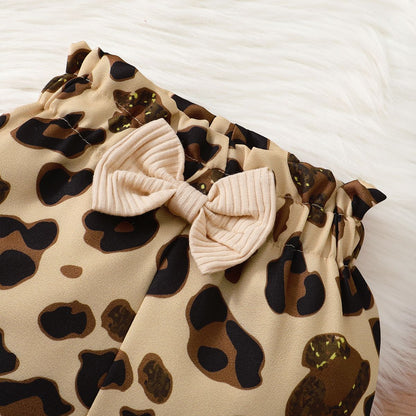 3PCS Newborn Baby Girl Clothes Set Long Sleeved Top+Leopard Pants+Headband Infant Spring Outfits for Toddler Girl 0-18 Months