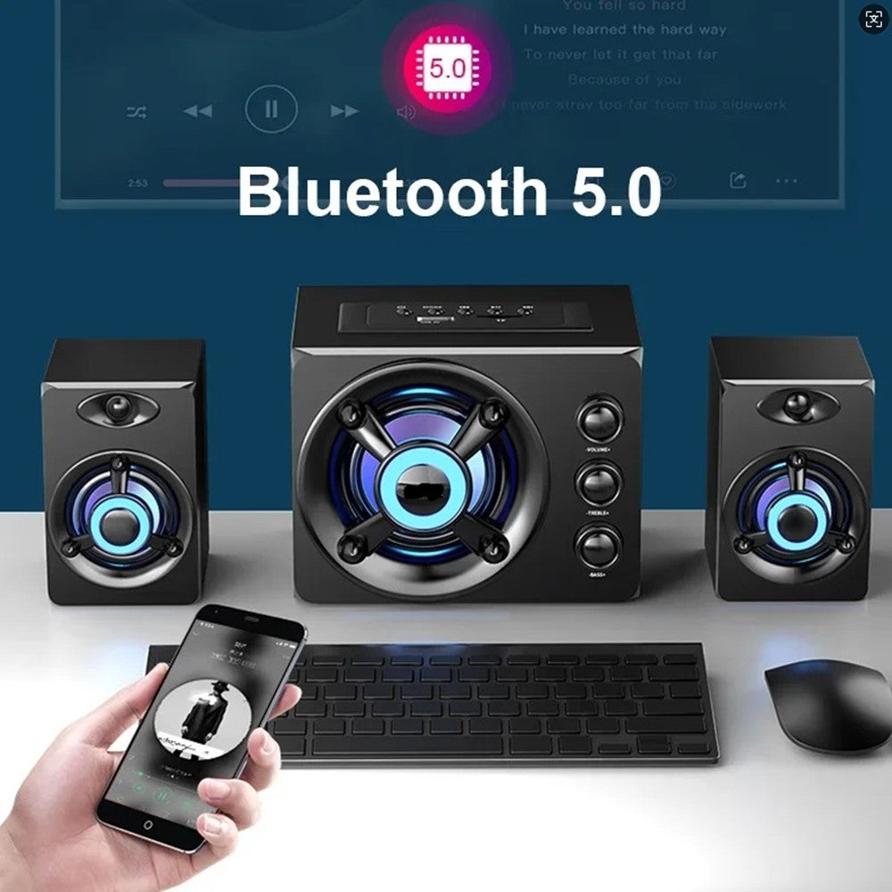 HIFI 3D Stereo Speakers Colorful LED Heavy Light AUX USB Wired Wireless Bluetooth Audio Home Theater Surround Sound Bar TV