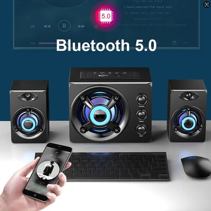 HIFI 3D Stereo Speakers Colorful LED Heavy Light AUX USB Wired Wireless Bluetooth Audio Home Theater Surround Sound Bar TV