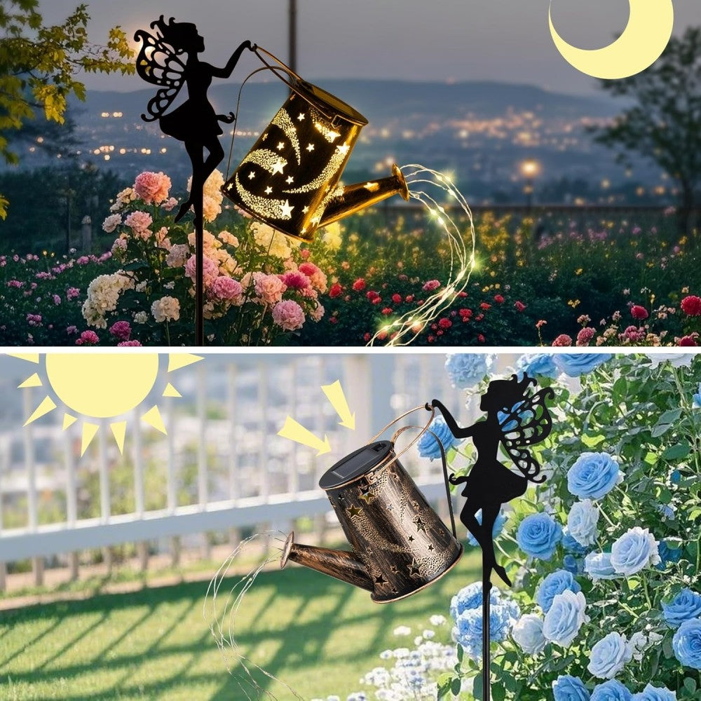 Solar Lights Outdoor Solar Watering Can Light Solar Garden Lights Waterproof Metal Hanging Lantern Fairy Garden Decor Outside