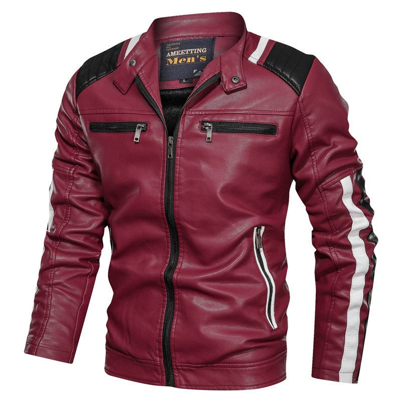 Mens Vintage Motorcycle Jacket 2025 Men Fashion New Biker Leather Jacket Male Embroidery Bomber Coat Winter Fleece Pu Overcoat