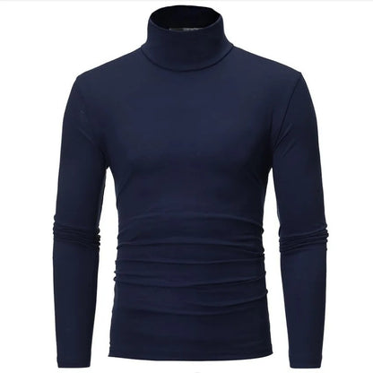 Men's Original Shirts Fall/Winter T-Shirt Fashionable Inner Wear for Men Slim Fit Turtleneck Shirt Solid Black Long Sleeve Shirt