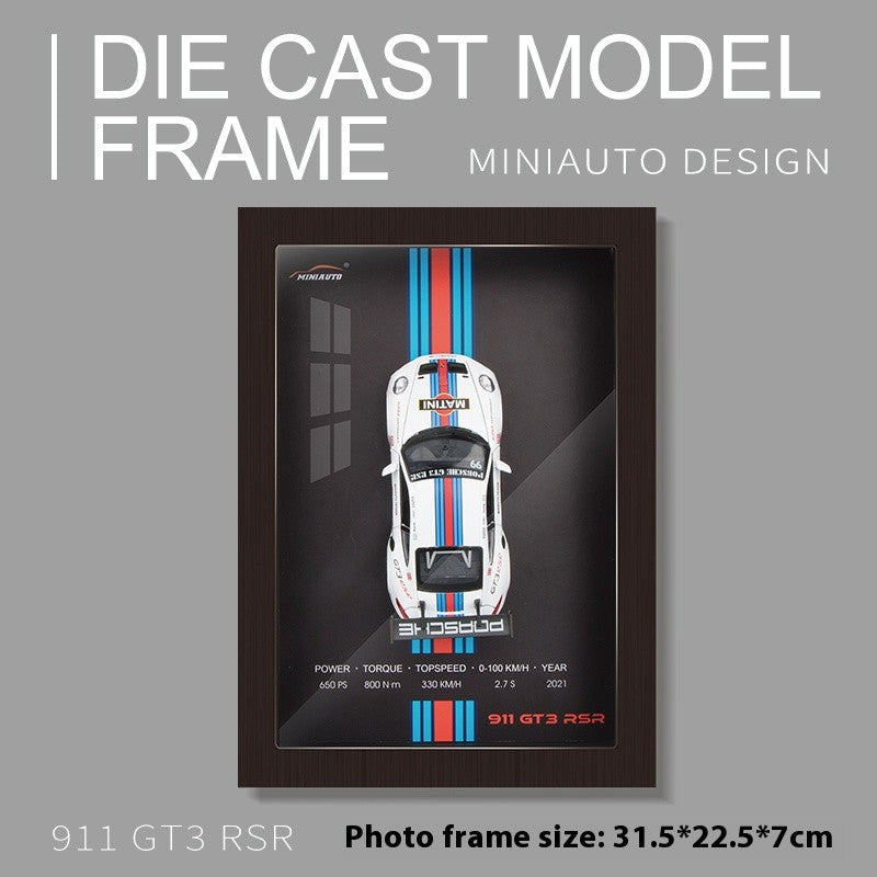 1/32 Versão Porta-retrato Liga de Metal Modelo de Carro Esportivo Simulação Carro de Corrida 3D Pintura de Parede Coleção Presentes Infantis Decoração