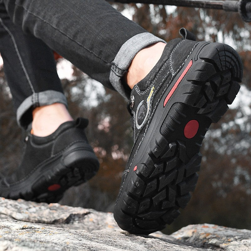 Sapatos Masculinos de Couro Genuíno para Camping, Caminhada, Tênis Esportivo Masculino, Sapatos Casuais de Viagem, Lazer, Caminhada, Escalada