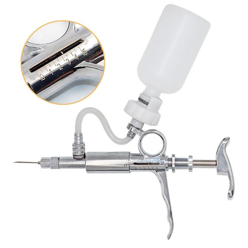 Seringa Contínua Automática Para Gado de 0,5~5ml, Equipamento Veterinário Com Garrafas, Vacinação, Garrafa Dupla de Vacina
