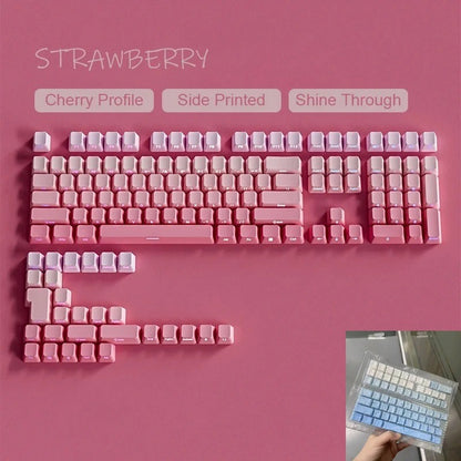 Novas Teclas 133 Gradiente Verde Shine Through Keycaps Impressão Lateral PBT Keycap Perfil Cherry Double Shot para Teclados Mecânicos