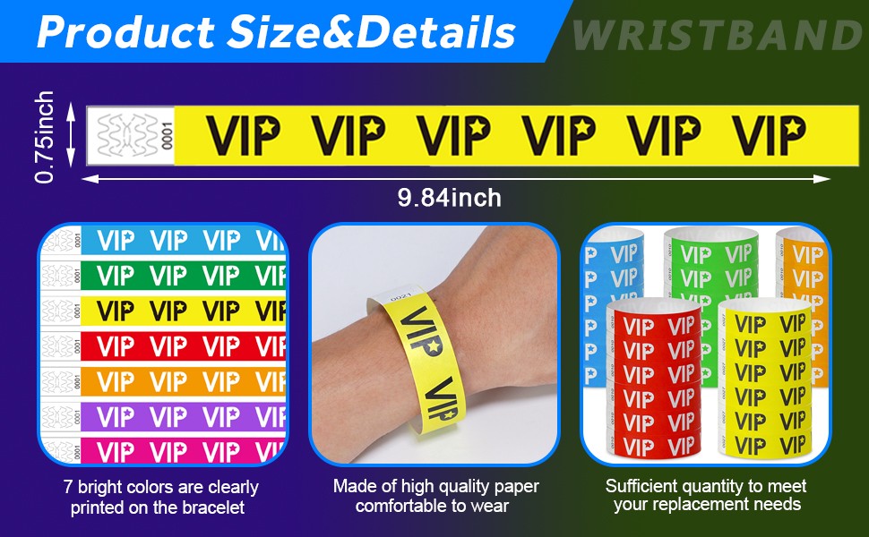 500 VIP Yellow Waterproof Paper Wristbands Lightweight Festival Event Identification Bracelets Party Favors