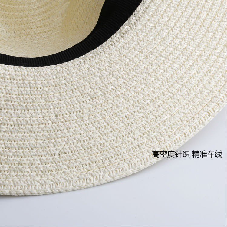 LNPBD Moda verão chapéu de palha feminino branco de aba reta larga chapéu jazz fedora chapéu de sol boné de praia verão