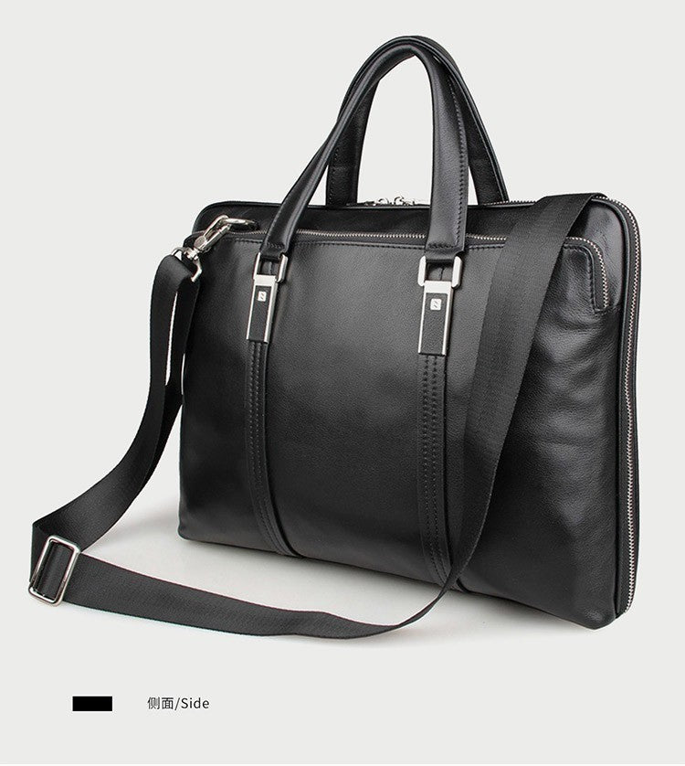 Luxury Genuine Leather Briefcase Men Leather Business Bag 15.6" Laptop Bag 14 Male Office Bag Document File Case Shoulder Bag