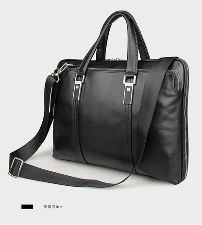 Luxury Genuine Leather Briefcase Men Leather Business Bag 15.6" Laptop Bag 14 Male Office Bag Document File Case Shoulder Bag