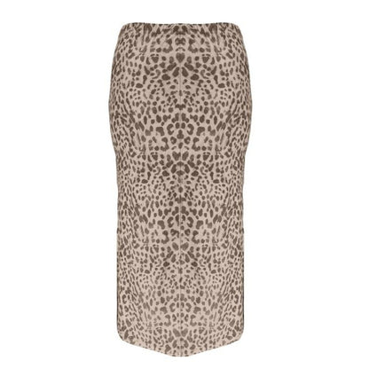 Plus Size 1XL-5XL New Women Sexy Elegant Leopard Printed Midi Skirt Women Fashion Dress Lady Clothes