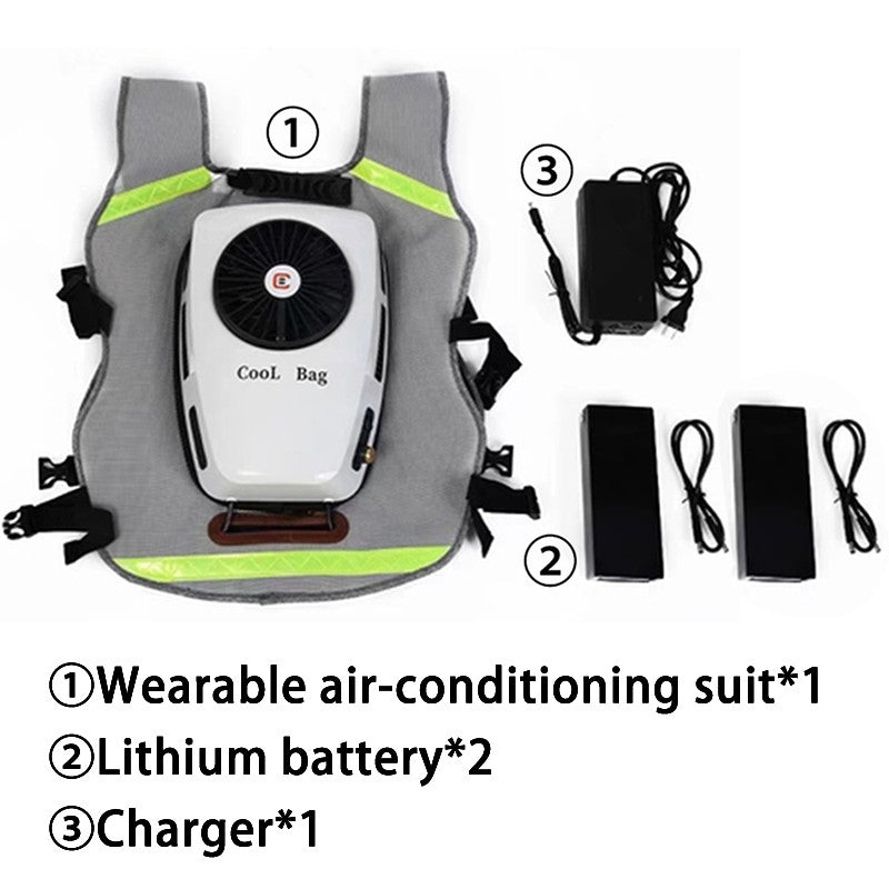 Colete de Ar Condicionado Recarregável Roupa de Refrigeração com Bateria de 9600mAh para Clima Quente com Bolsos Jaqueta para Trabalhar no Calor