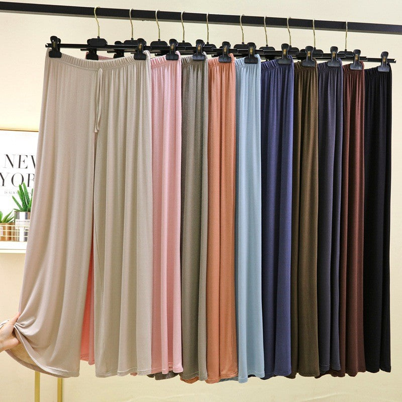 Plus size L to 6XL U-Neck Women's wide leg pants high waist Loose Long pant solid color Casual drapped trousers all match