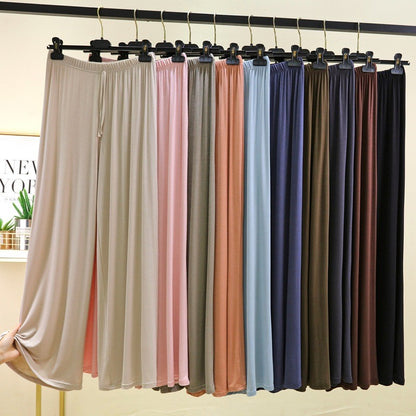 Plus size L to 6XL U-Neck Women's wide leg pants high waist Loose Long pant solid color Casual drapped trousers all match