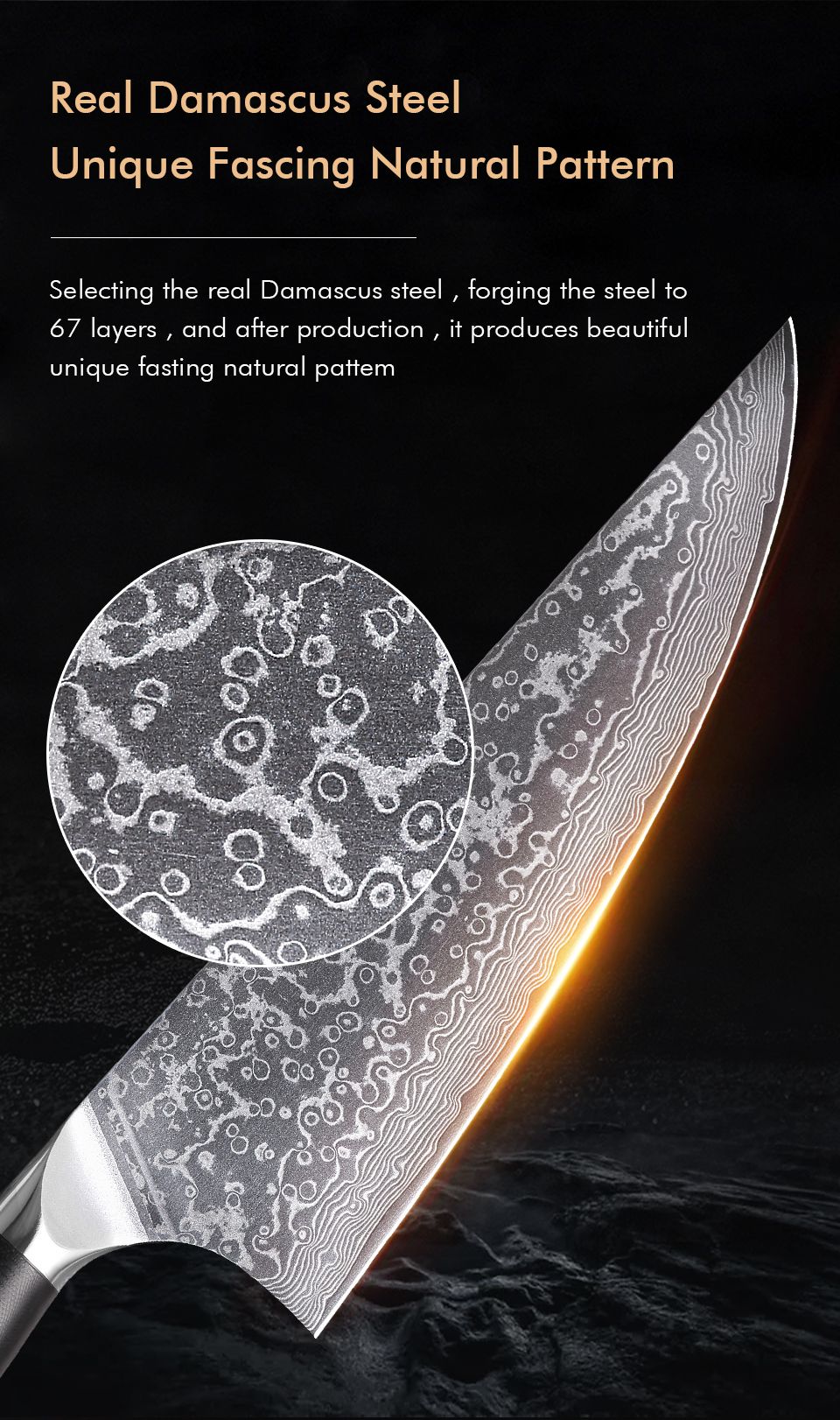TURWHO 8.5" Kitchen Gyuto Knives 67 Layer Damascus Steel Professional Chef Knife Sharp Meat Cleaver Slicing Kitchenware Tools