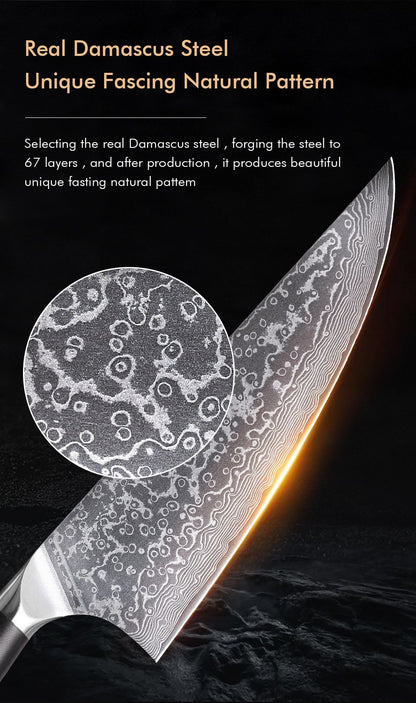 TURWHO 8.5" Kitchen Gyuto Knives 67 Layer Damascus Steel Professional Chef Knife Sharp Meat Cleaver Slicing Kitchenware Tools