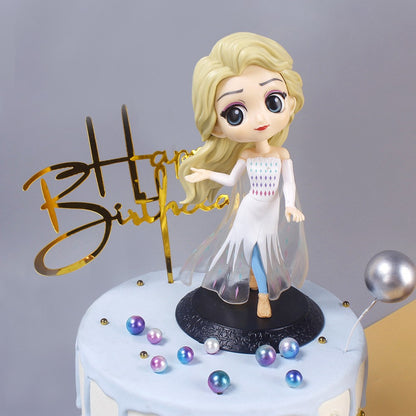 Miniso 14cm Princesas Q Posket Bonecas Elsa Anna Mulan Tinker Bell Elsa Aladdin kawaii Brinquedo para Bolo Decoração Modelo menina presente