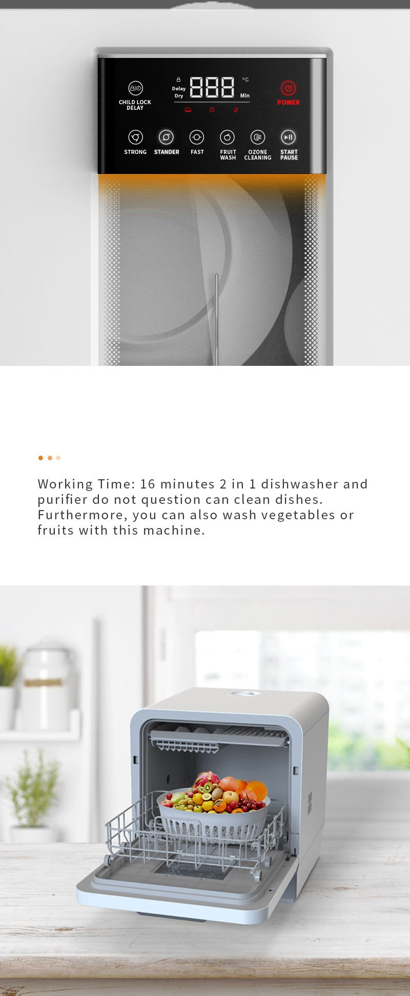 8 Sets Compact Built-in Stainless Steel Electric Dishwasher Customized Integrated  Dishwashing Machine Black Household Hotel
