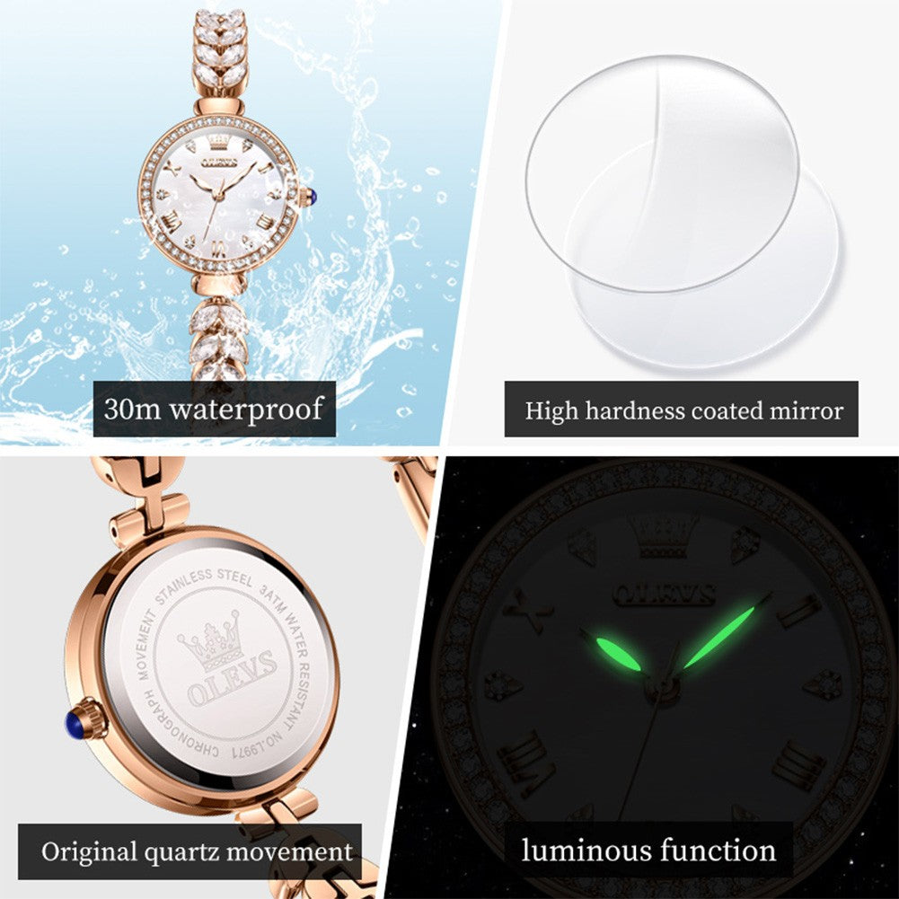 OLEVS 9971 Women Watch Luxury Brand Quartz Watch Fashion Unique Design Diamond Mermaid Bracelet Dress Watch Women Elegant Watch