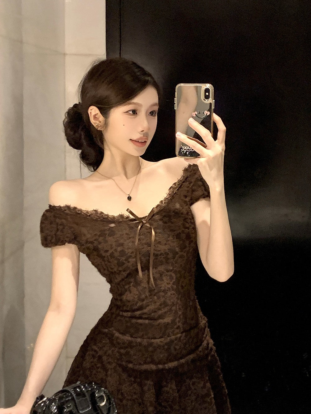 V Neck Lace Trim Shift Dress Women Summer Modern Heritage Aesthetic Youthful Chic Figure Flattering Day to Night Dress