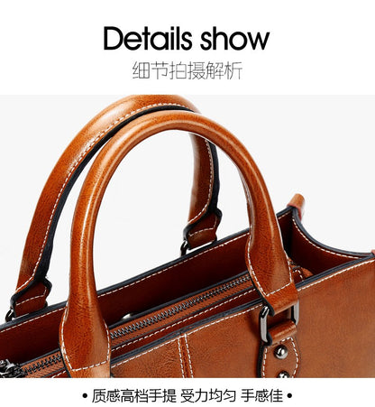 Women Handbag Cross body Shoulder Tote Bag Genuine Leather Shopping Fashion Office Female Real Cowhide Messenger Top Handle Bags