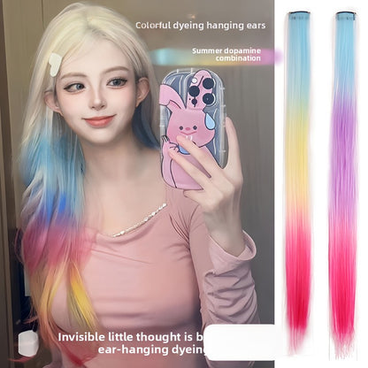 Extensões de Cabelo Cintilantes com Gradiente de Três Cores Presilhas de Cabelo Brilhantes com Efeito Arco-Íris Resistentes ao Calor