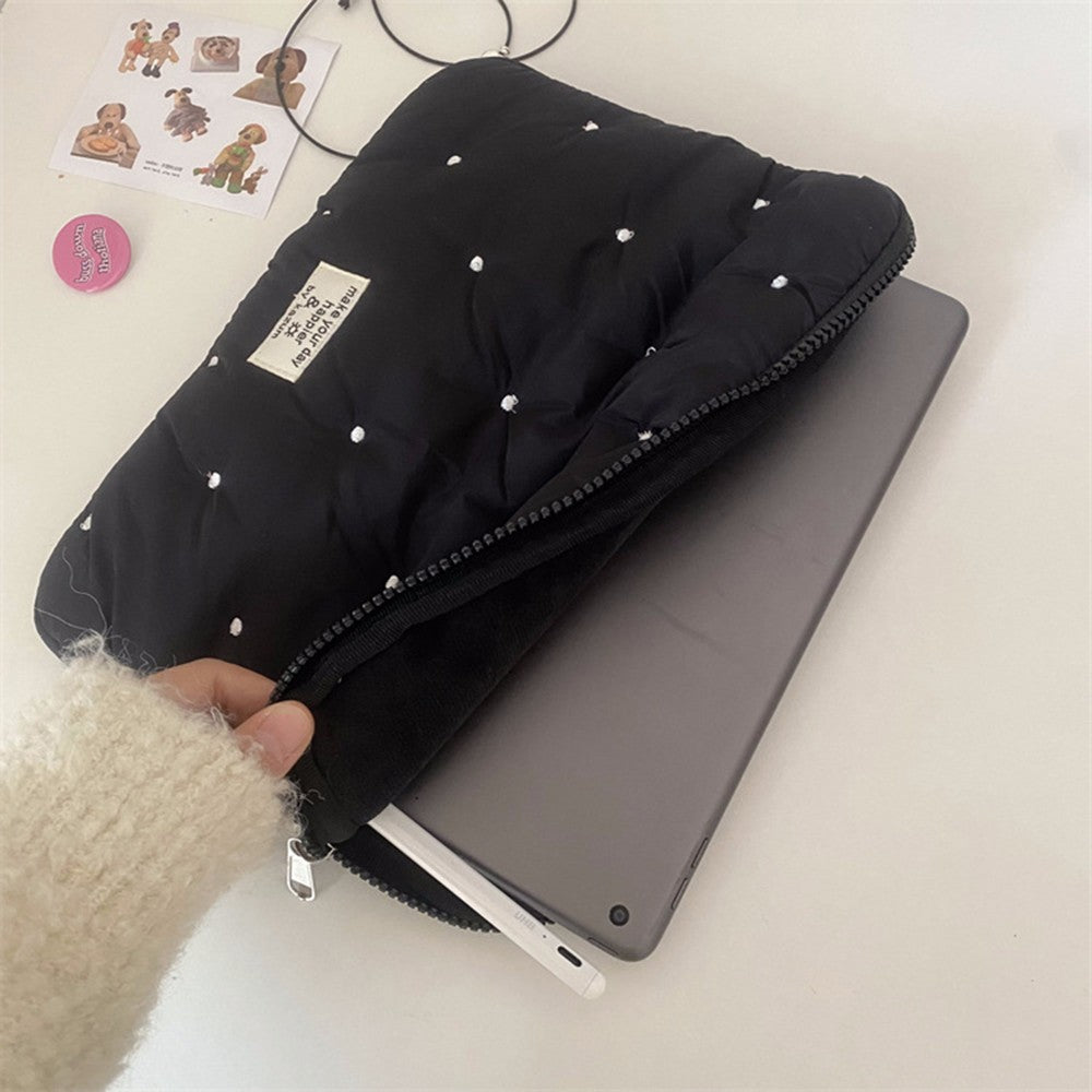 Laptop Sleeve Tablet Case 11 13 15 Inch, Embroidered Dot Pattern Padded Inner Bag for iPad MacBook, Notebook Protective Cover