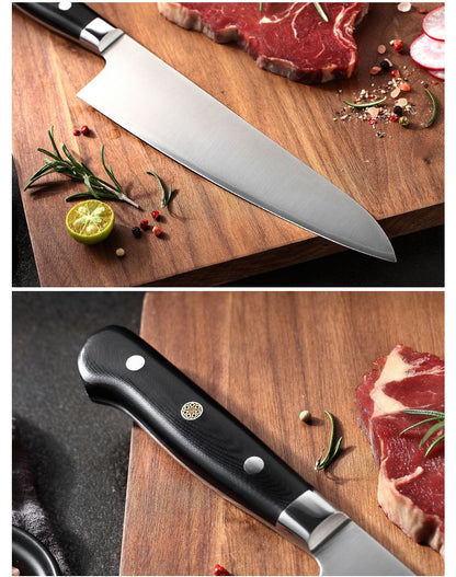 XINZUO 210mm Chef Knife 3 Layer 440C Core Clad Steel Kitchen Knives Stainless Steel Sharp Butchers Gyutou Knife with G10 Handle